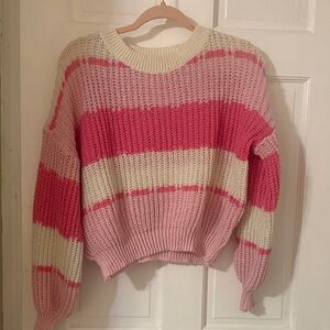 SHEIN Pink and Cream Knit Sweater